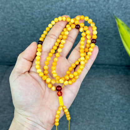 Natural Golden Milky Amber Triple Wrap Bracelet Size 6.5 mm