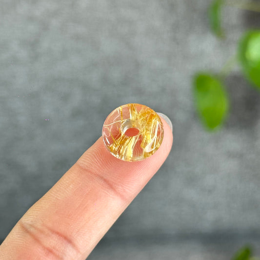 Natural Golden Rutilated Quartz Donut Charm