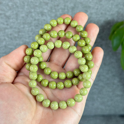 Natural Pastel Green Alashan Agate Bracelet Size 8 mm