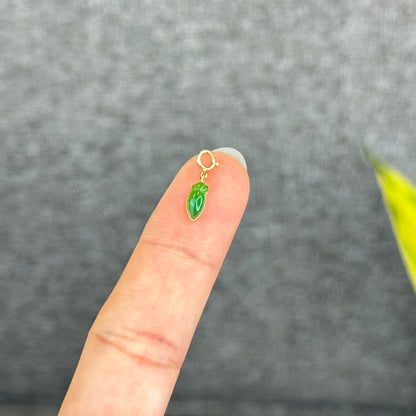 Small Multicolor Natural Jadeite Jade Charm with 18K Gold Clasp