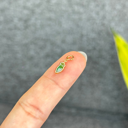 Small Multicolor Natural Jadeite Jade Charm with 18K Gold Clasp