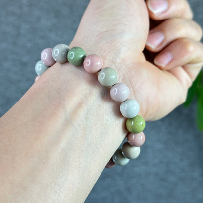 Natural Pastel Multi Colour Alashan Agate Bracelet Size 10 mm