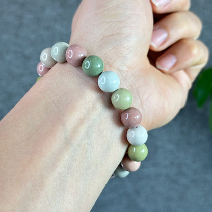 Natural Pastel Multi Colour Alashan Agate Bracelet Size 10 mm