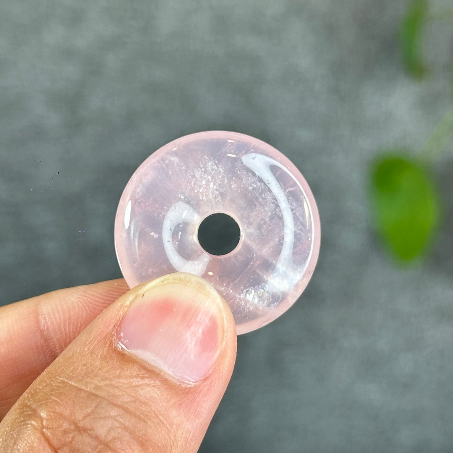 Natural Rose Quartz Donut Charm