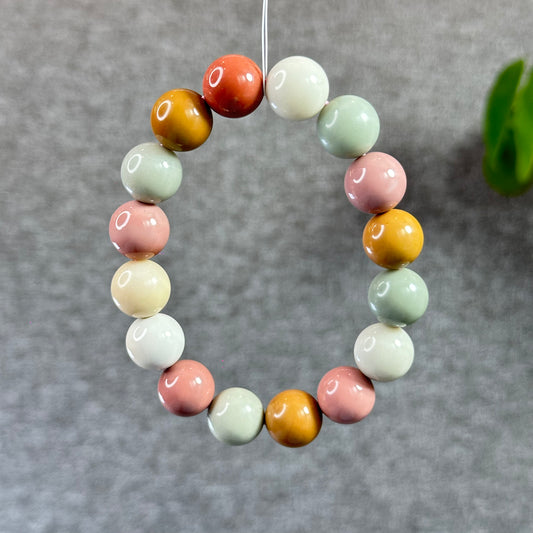 Natural Pastel Multi Colour Alashan Agate Bracelet Size 13 mm
