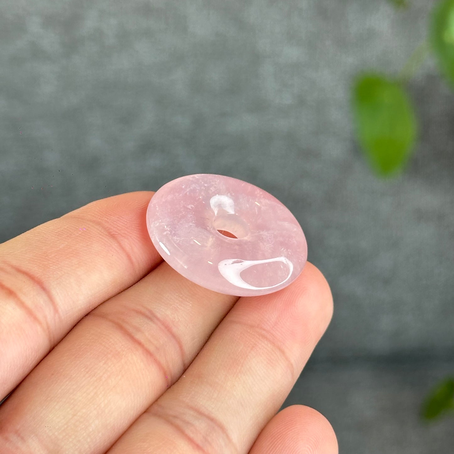 Natural Rose Quartz Donut Charm