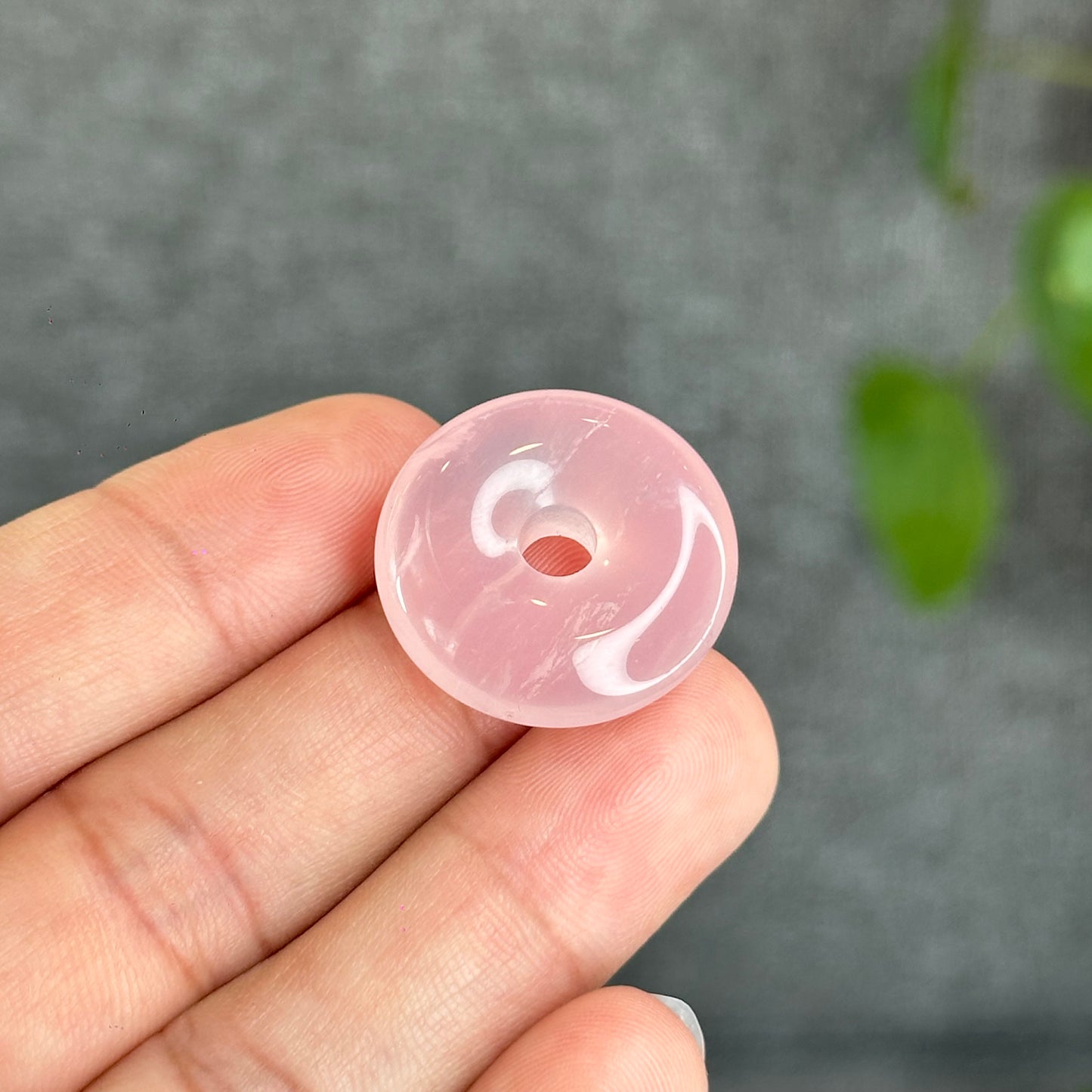Natural Rose Quartz Donut Charm