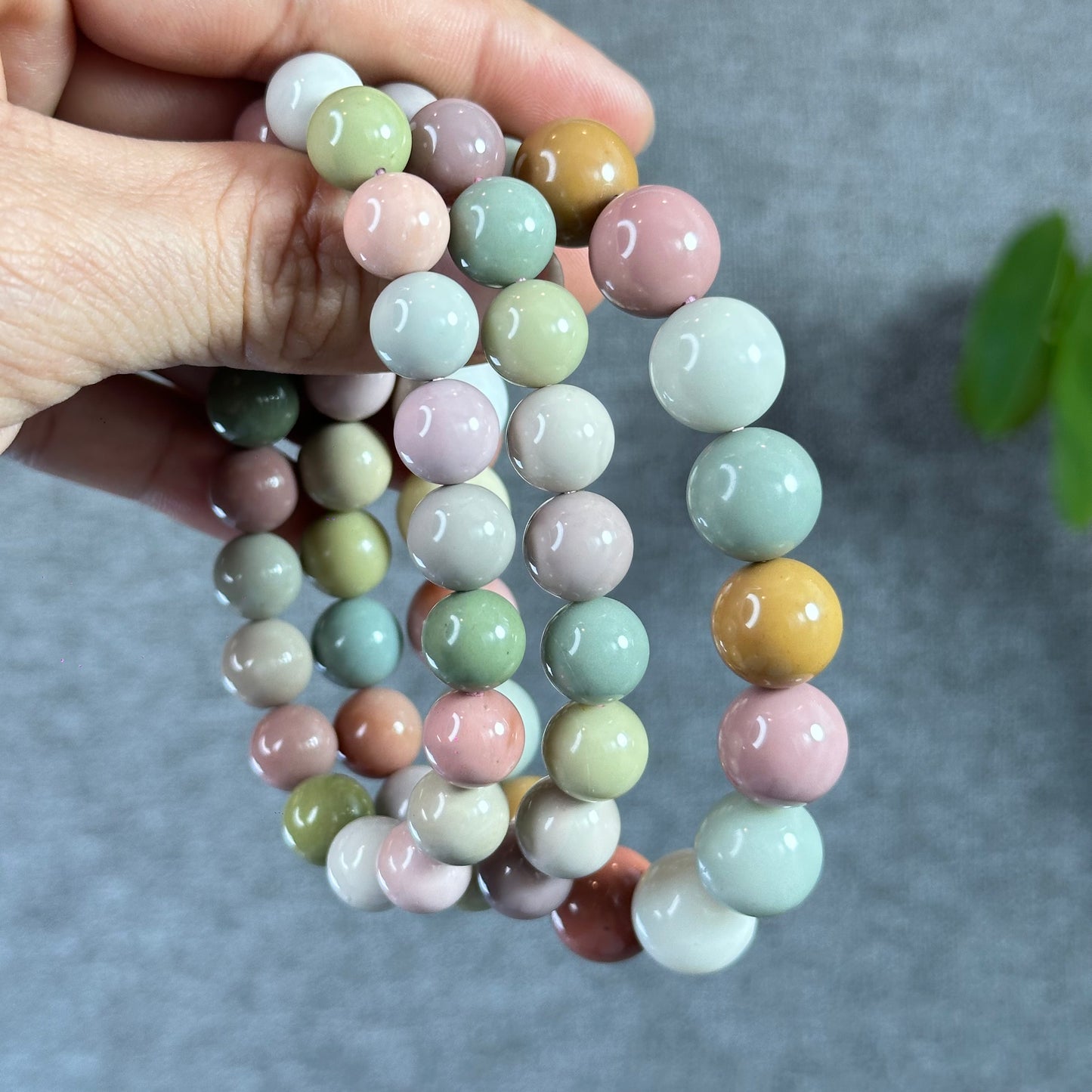Natural Pastel Multi Colour Alashan Agate Bracelet Size 13 mm