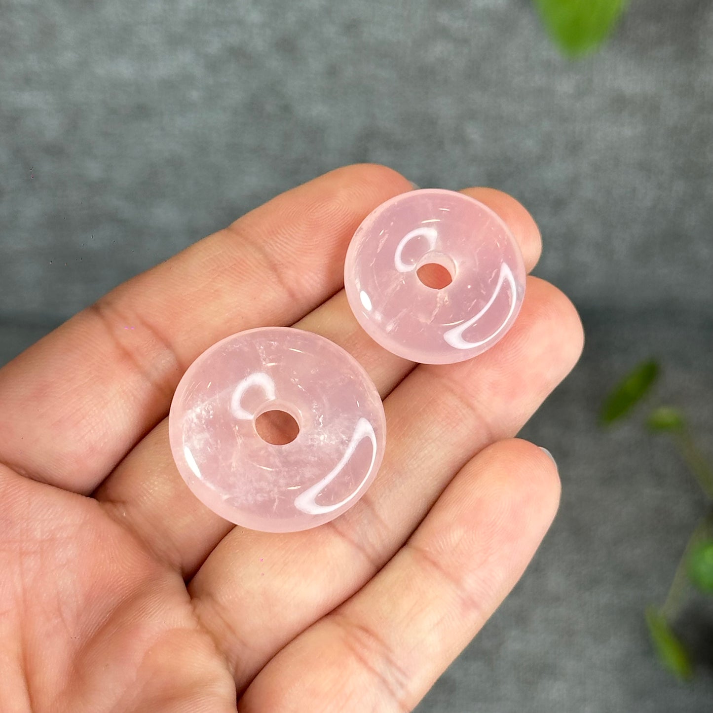 Natural Rose Quartz Donut Charm