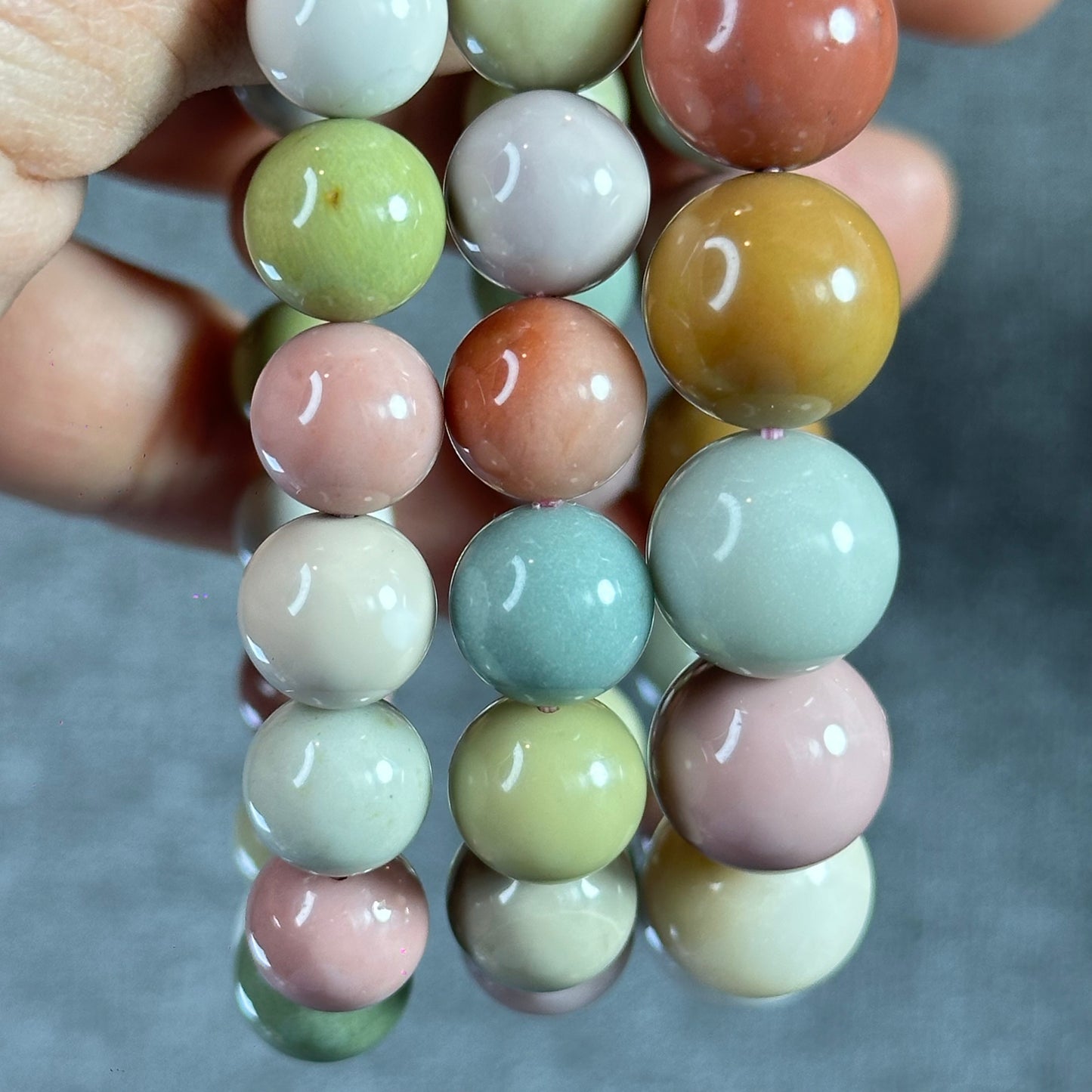 Natural Pastel Multi Colour Alashan Agate Bracelet Size 10 mm