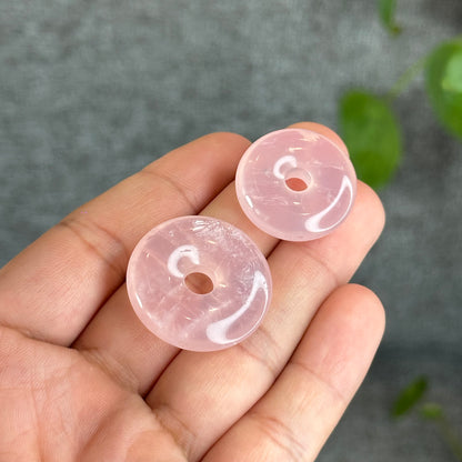 Natural Rose Quartz Donut Charm