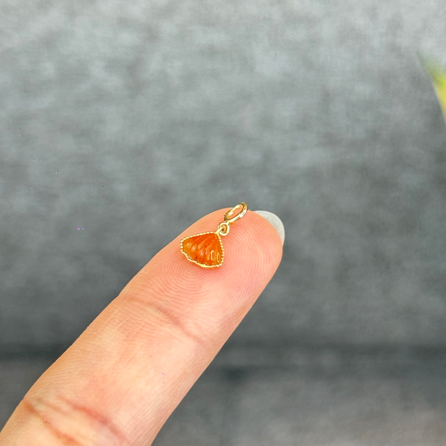 Small Multicolor Natural Jadeite Jade Charm with 18K Gold Clasp