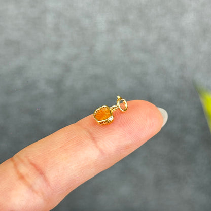 Small Multicolor Natural Jadeite Jade Charm with 18K Gold Clasp