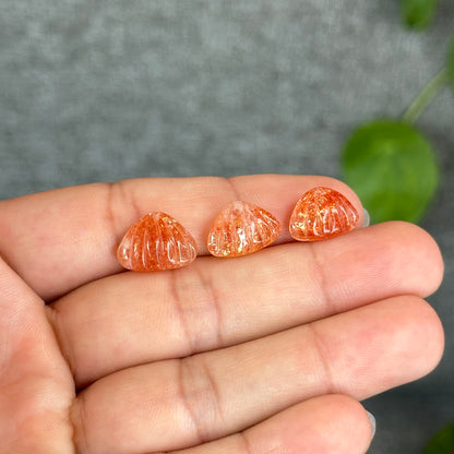 Natural Gold Sunstone Shell Charm