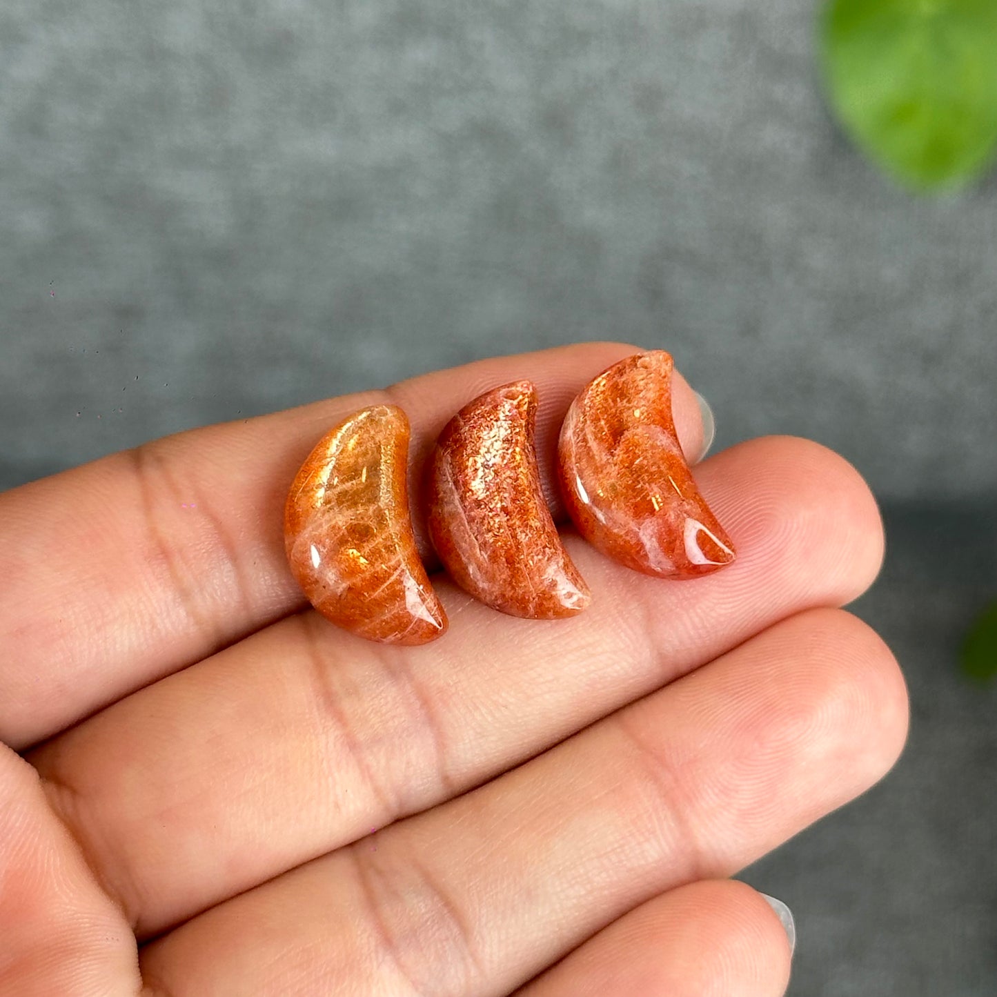 Natural Gold Sunstone Moon Charm