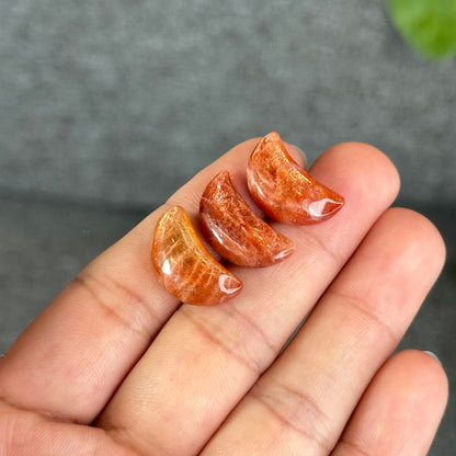 Natural Gold Sunstone Moon Charm