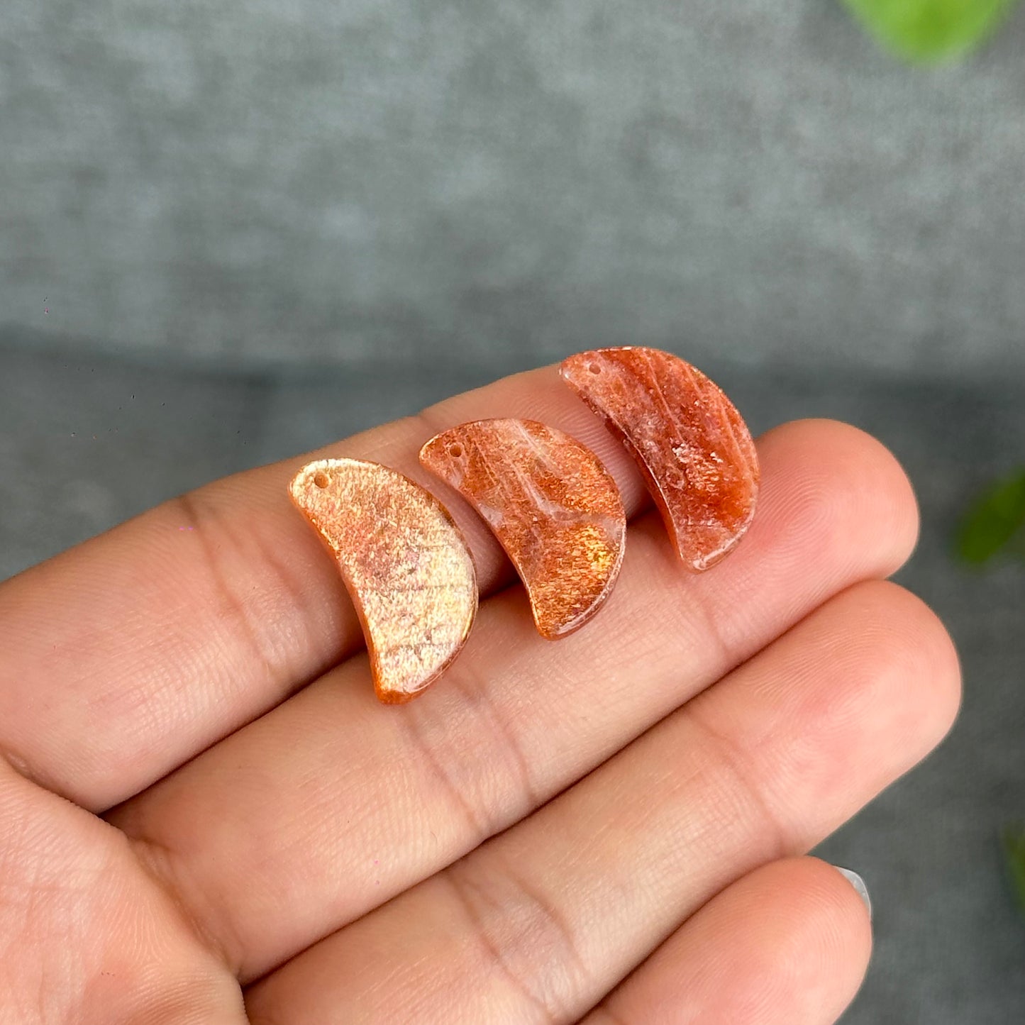 Natural Gold Sunstone Moon Charm