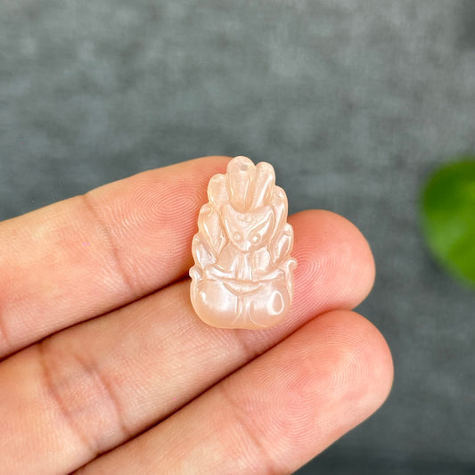 Natural Peach Moonstone Nine Tail Fox Charm