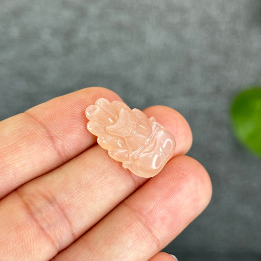Natural Peach Moonstone Nine Tail Fox Charm