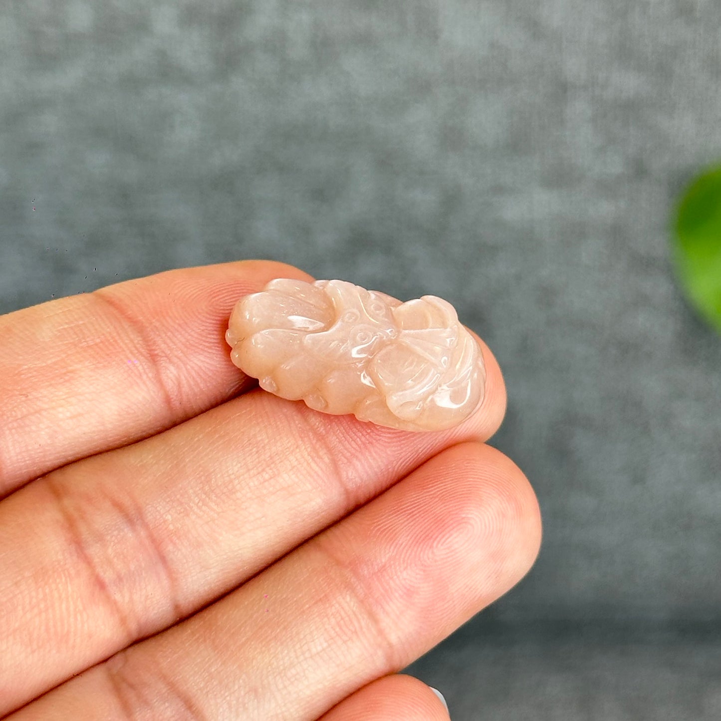 Natural Peach Moonstone Nine Tail Fox Charm