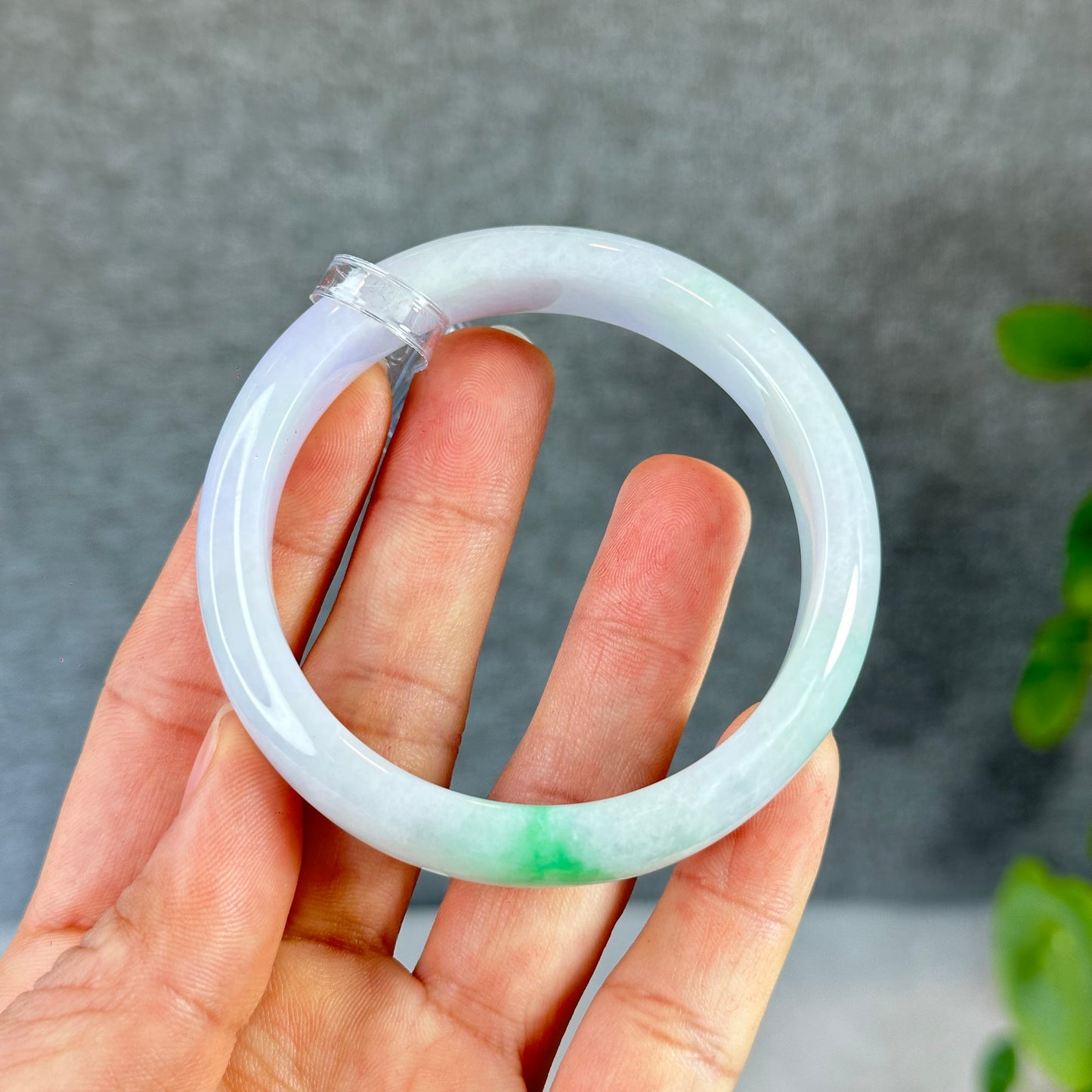 Natural Jadetie Jade Bangle Leaf Style Size 57 mm