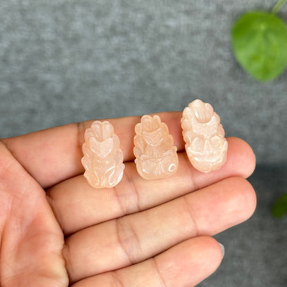 Natural Peach Moonstone Nine Tail Fox Charm