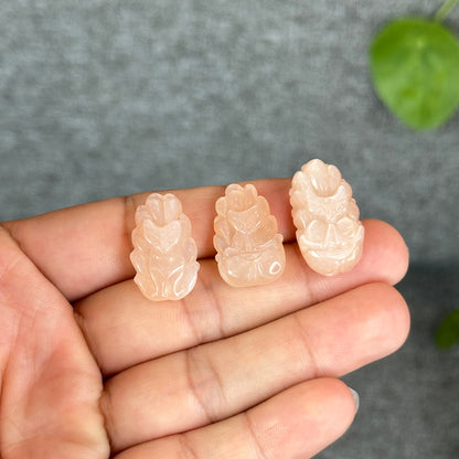 Natural Peach Moonstone Nine Tail Fox Charm
