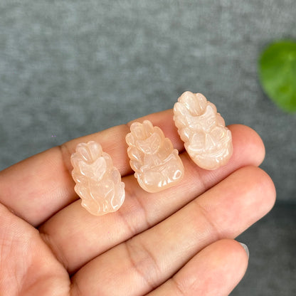 Natural Peach Moonstone Nine Tail Fox Charm