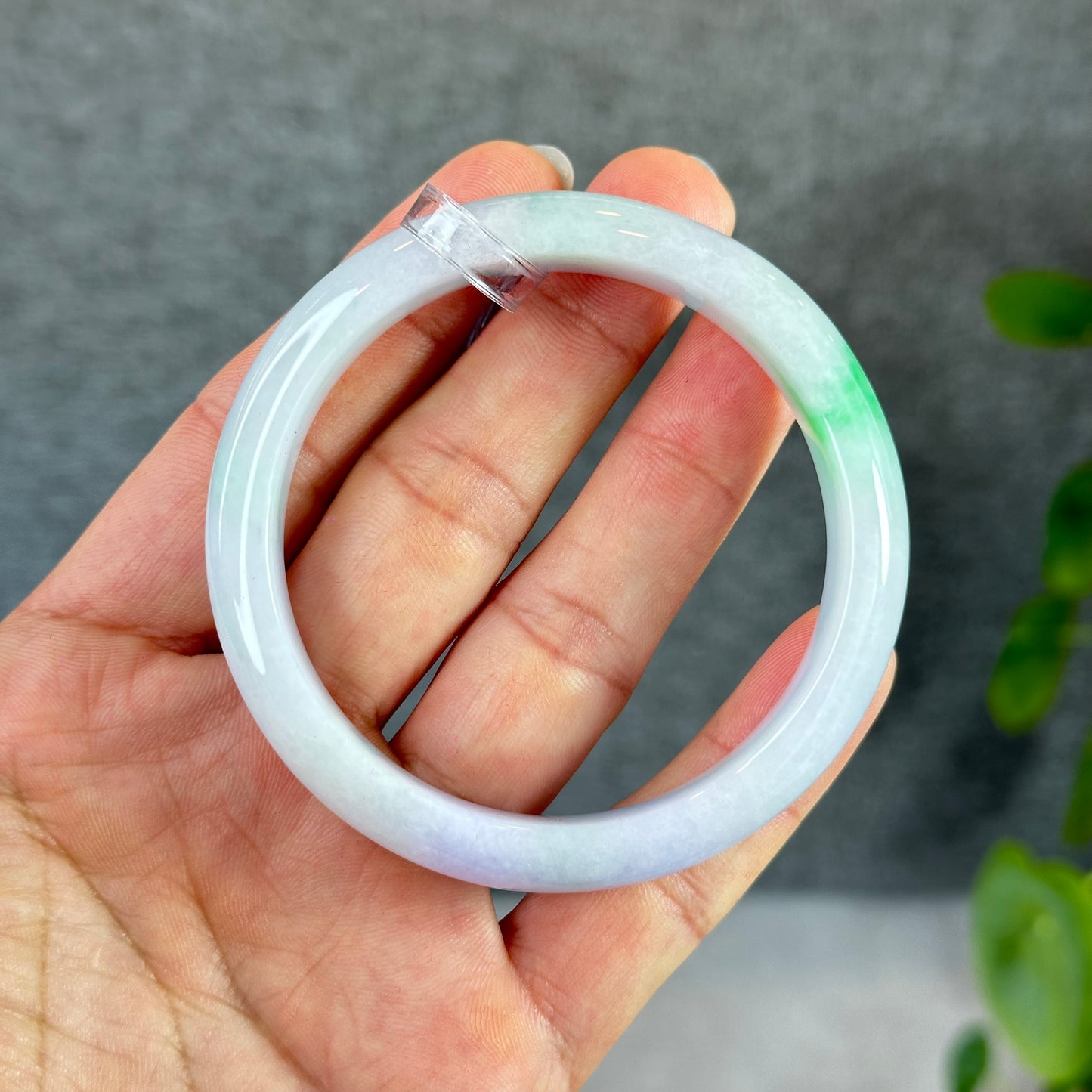 Natural Jadetie Jade Bangle Leaf Style Size 57 mm
