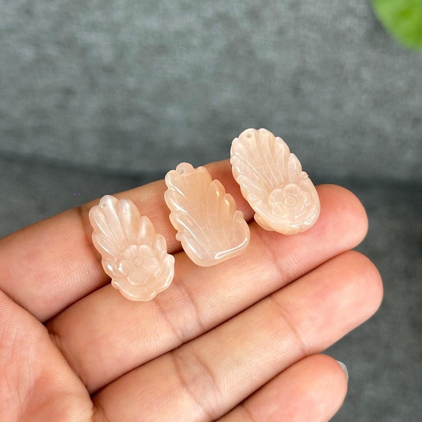 Natural Peach Moonstone Nine Tail Fox Charm