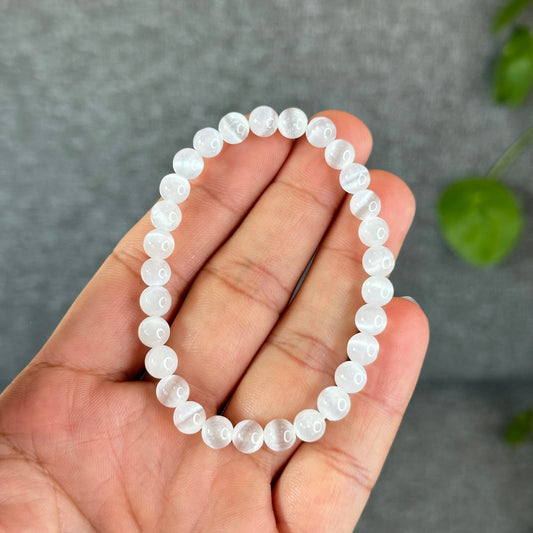 Natural Selenite Bracelet Size 6.5 mm