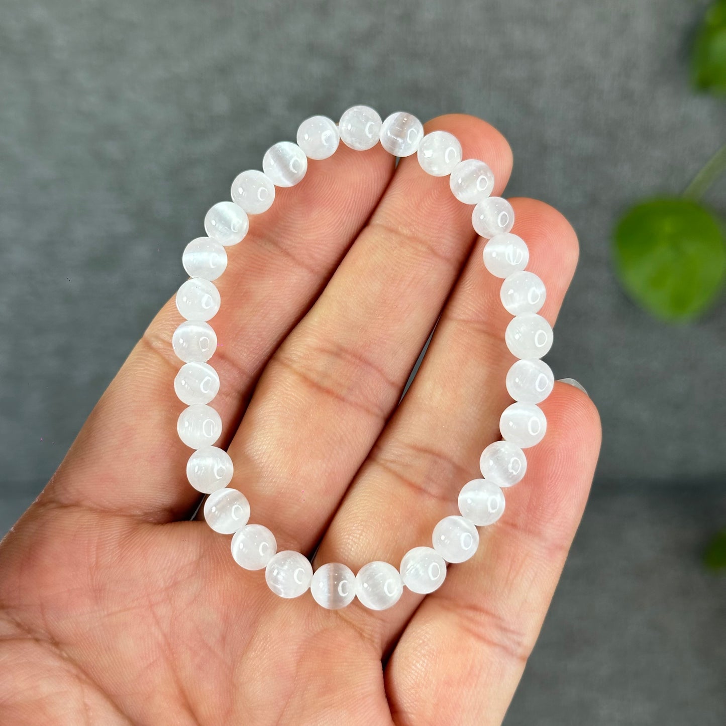 Natural Selenite Bracelet Size 6.5 mm