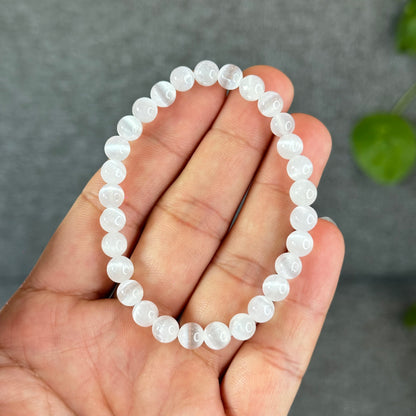Natural Selenite Bracelet Size 6.5 mm