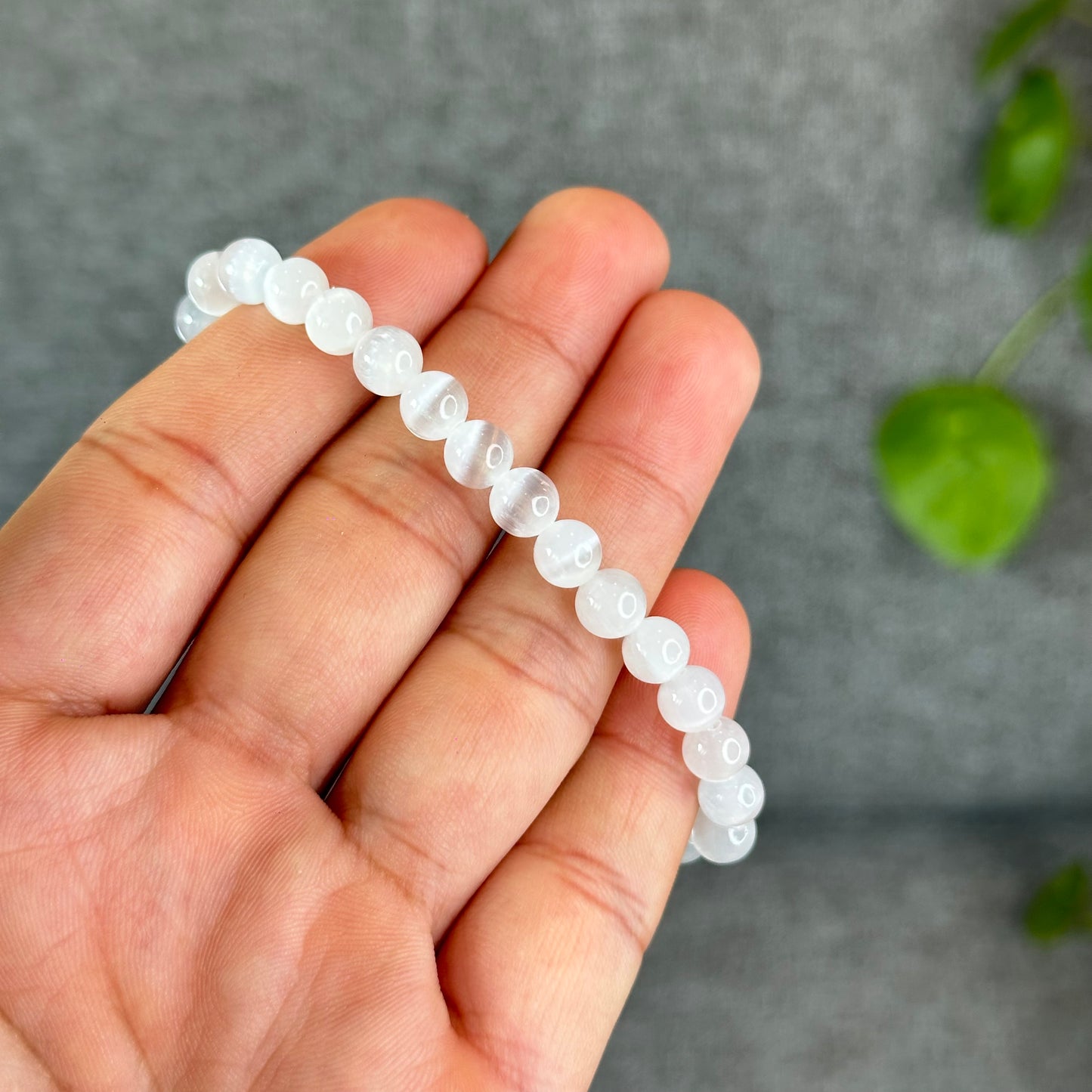 Natural Selenite Bracelet Size 6.5 mm