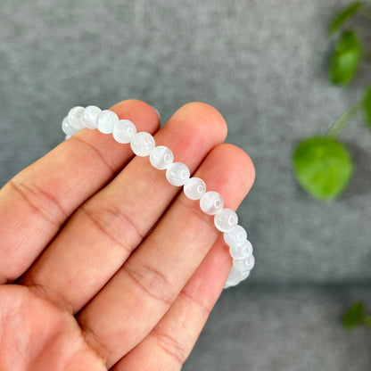 Natural Selenite Bracelet Size 6.5 mm