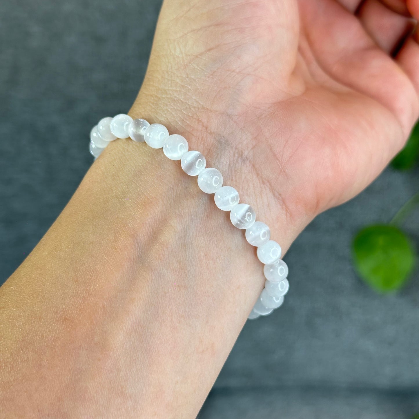 Natural Selenite Bracelet Size 6.5 mm