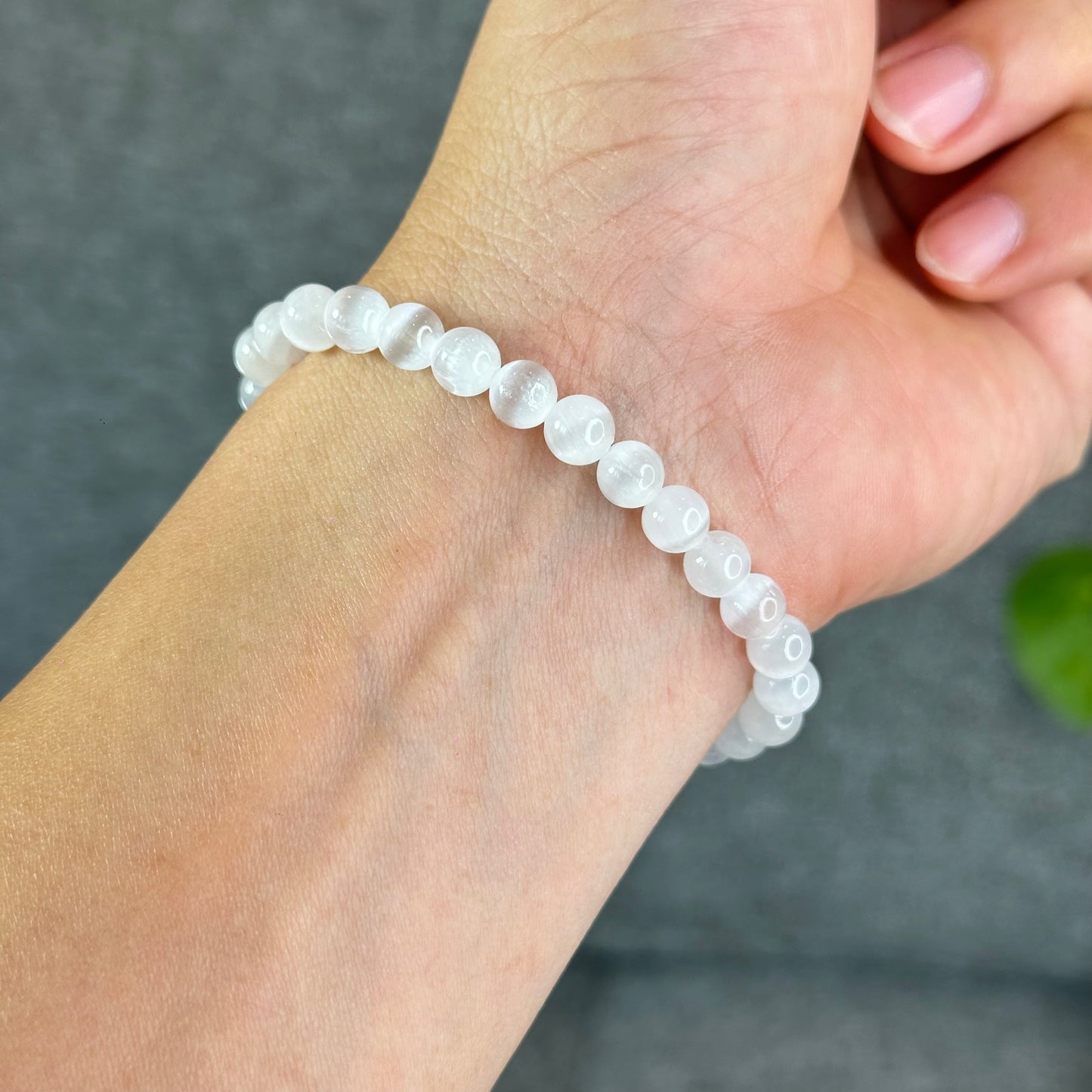 Natural Selenite Bracelet Size 6.5 mm