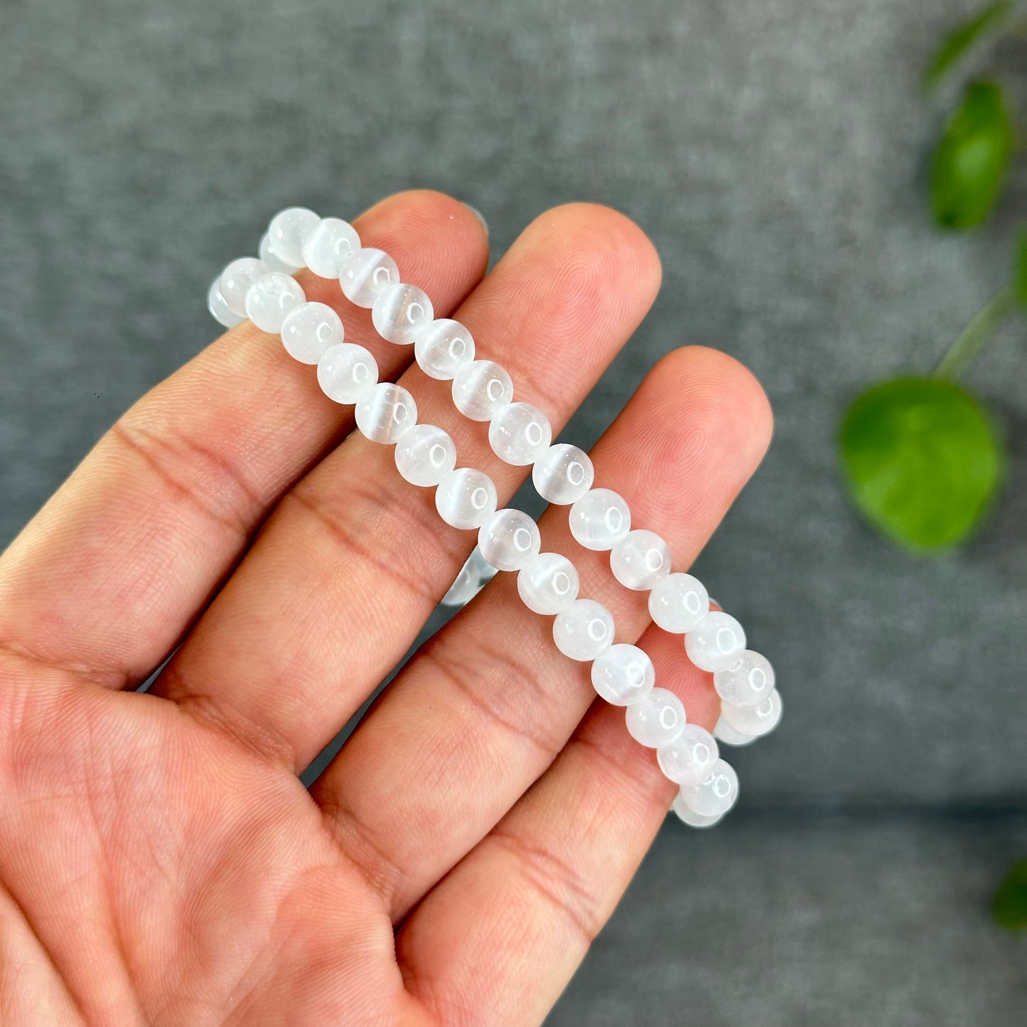Natural Selenite Bracelet Size 6.5 mm