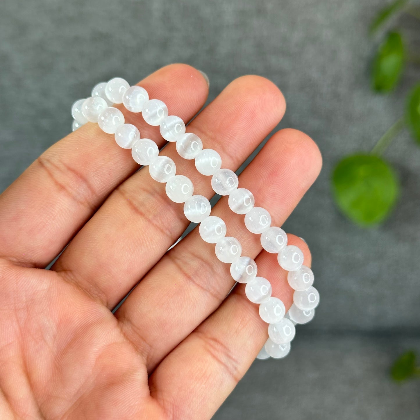Natural Selenite Bracelet Size 6.5 mm
