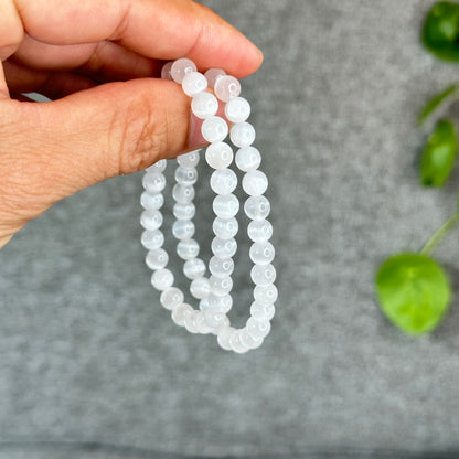 Natural Selenite Bracelet Size 6.5 mm