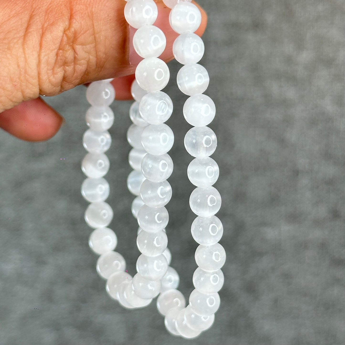 Natural Selenite Bracelet Size 6.5 mm