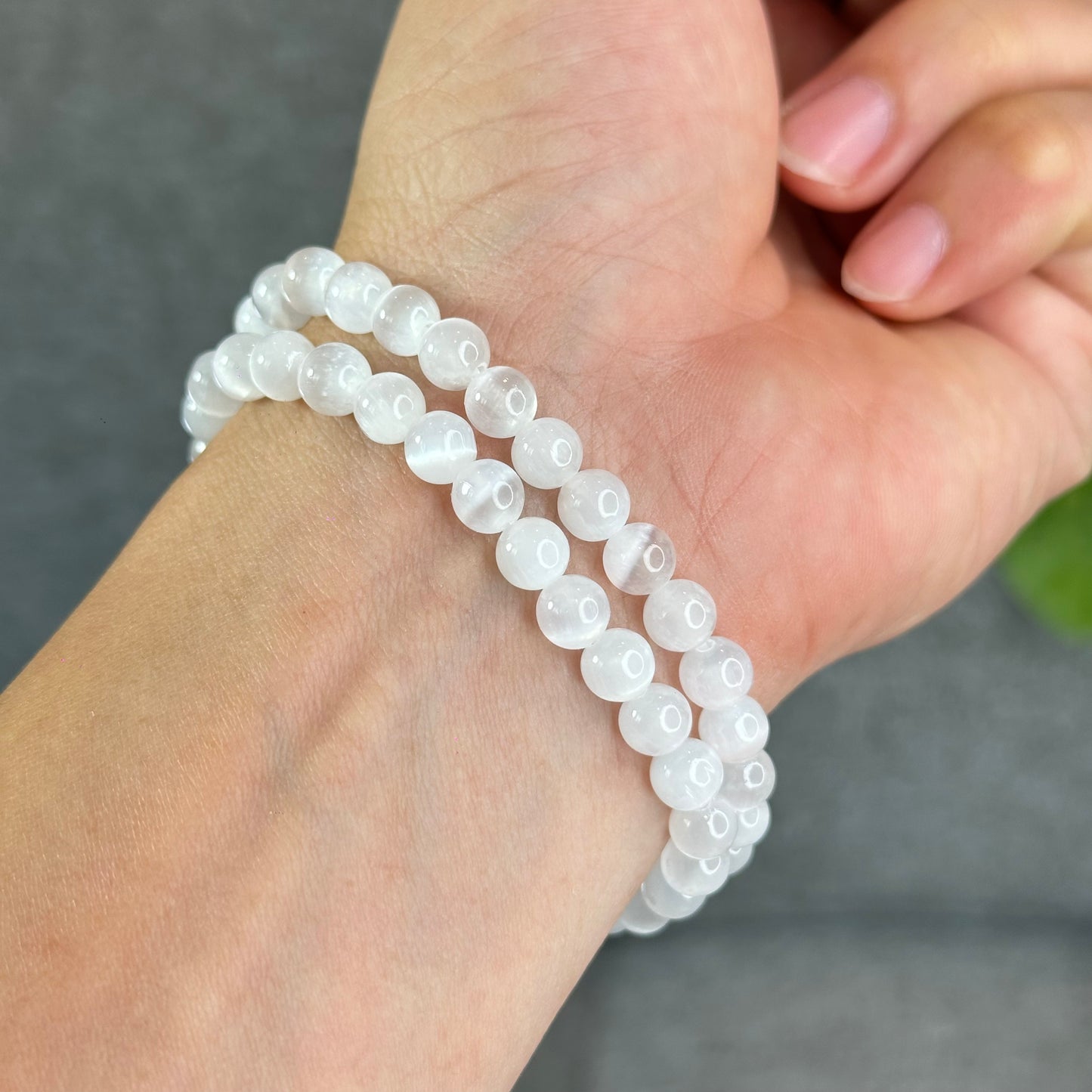 Natural Selenite Bracelet Size 6.5 mm