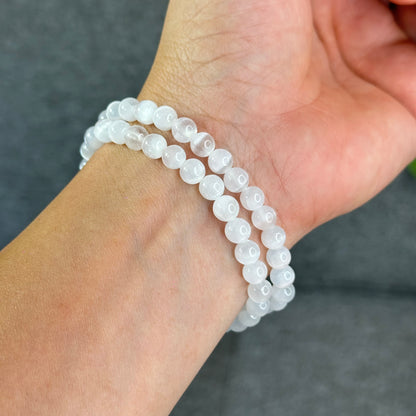 Natural Selenite Bracelet Size 6.5 mm