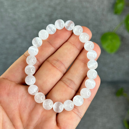 Natural Selenite Bracelet Size 9 mm