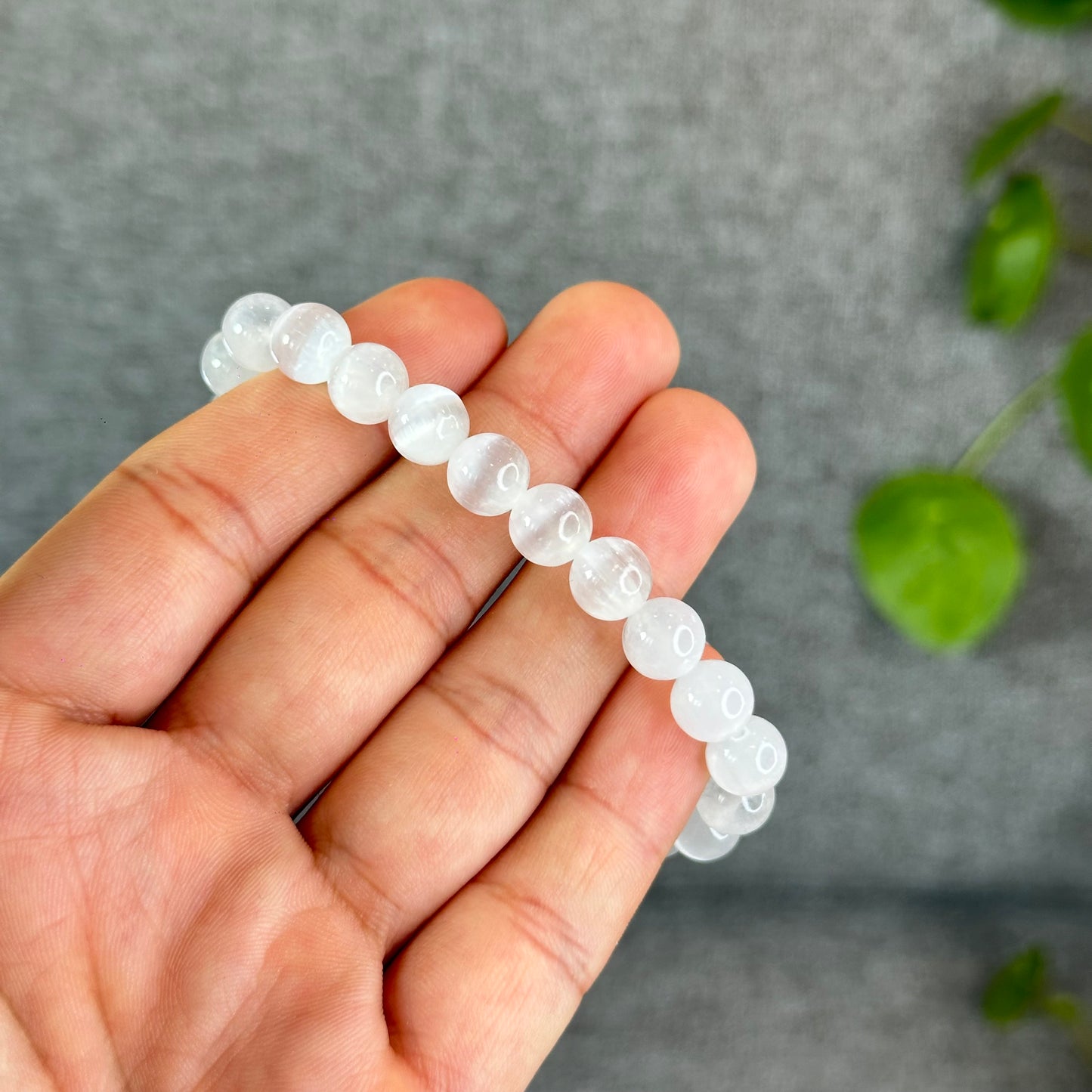 Natural Selenite Bracelet Size 9 mm