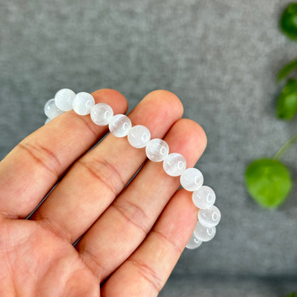 Natural Selenite Bracelet Size 9 mm