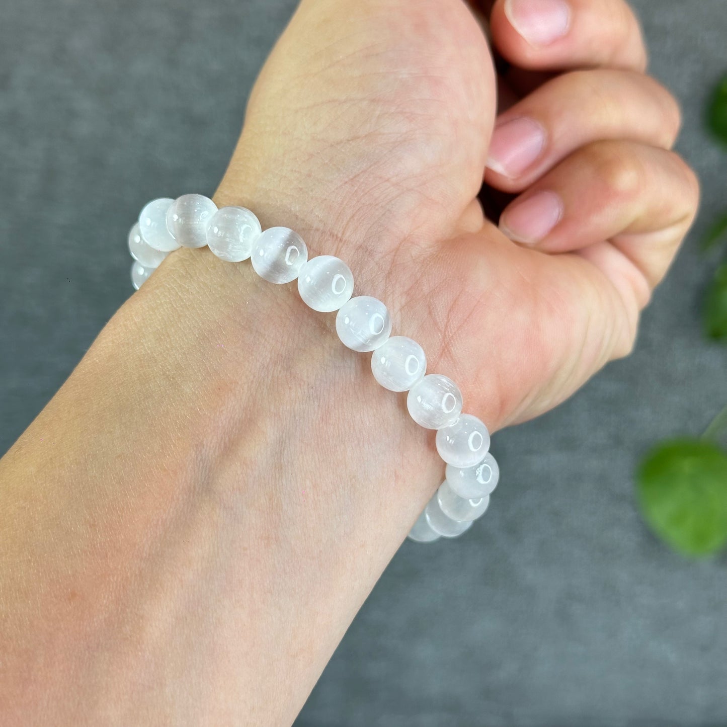 Natural Selenite Bracelet Size 9 mm