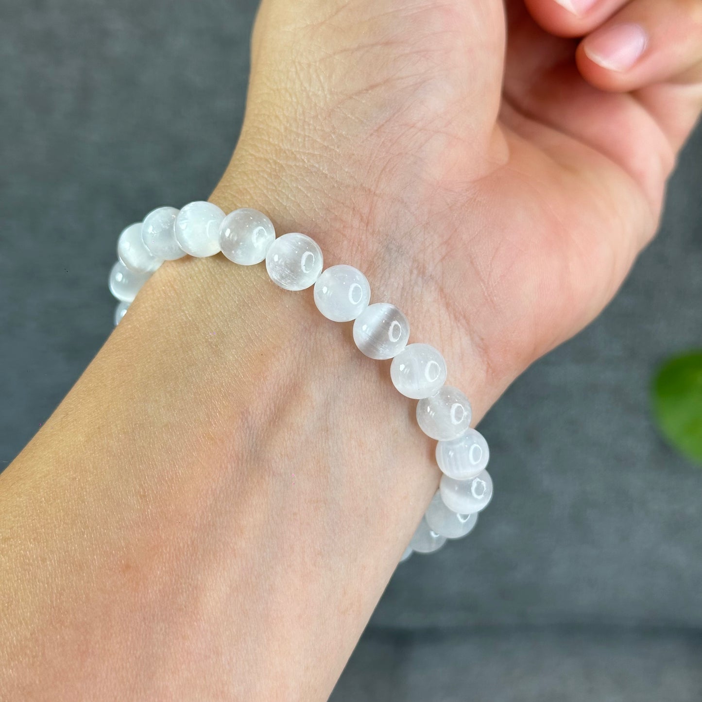 Natural Selenite Bracelet Size 9 mm