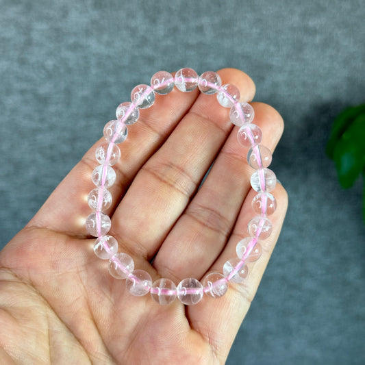 Sericite in Rose Quartz Braclet Size7.6 mm
