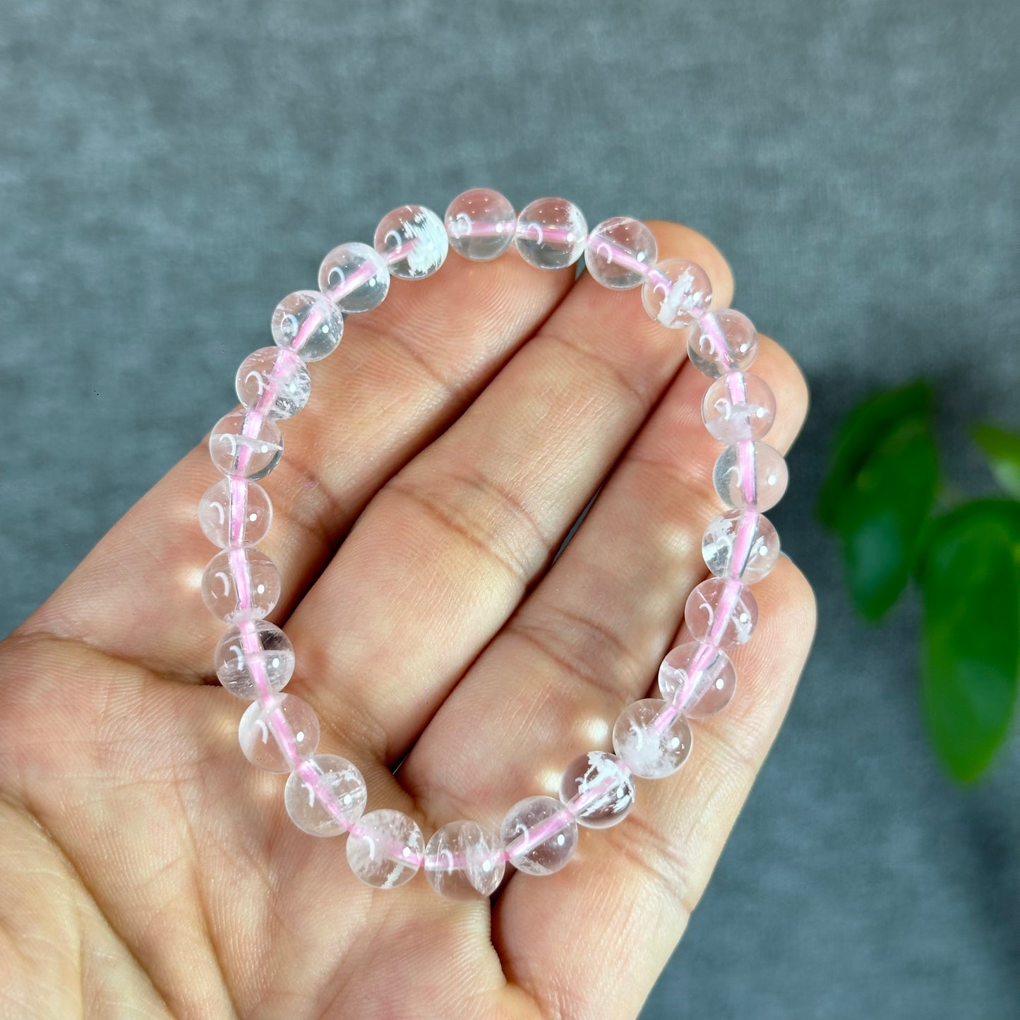 Sericite in Rose Quartz Braclet Size7.6 mm
